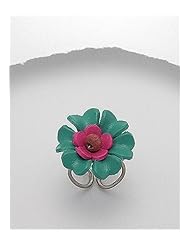 Mix Colors Flower Leather Ring In White Base