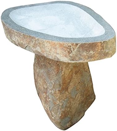Stone Age Creations BB-BO-3 Granite Boulder Birdbath, Natural, Medium