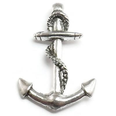 20 Anchor with Rope Charms silver tone