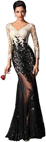 eDressit New Sexy V-cut Sequin Lace Sleeves Evening Prom Ball Gown (02149100)