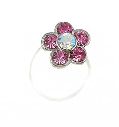 Toe Ring - T27 - Crystal Illusion - Flower ~ Rose (Pink)