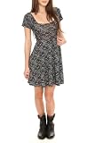 Black And White Lace Print Cross-Back Dress