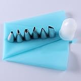 HST 8 in 1 Cake Decorating Set Cake DIY Decorating Pastry Tips Tool Set Cream Cookies Silicone Reusable Icing Bags Piping Bags+6* Nozzles+ Coupling BHSET-A
