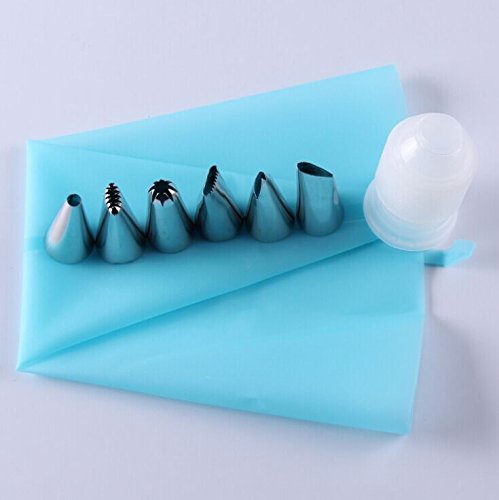 HST 8 in 1 Cake Decorating Set Cake DIY Decorating Pastry Tips Tool Set Cream Cookies Silicone Reusable Icing Bags Piping Bags+6* Nozzles+ Coupling BHSET-A HST 8 in 1 Cake Decorating Set Cake DIY Decorating Pastry Tips Tool Set Cream Cookies Silicone Reusable Icing Bags Piping Bags+6* Nozzles+ Coupling BHSET-A
