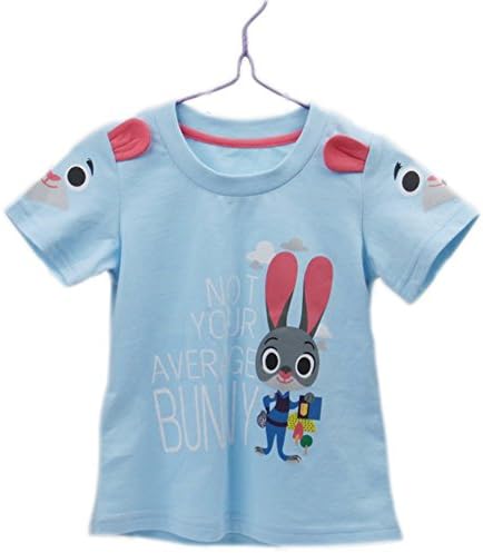 Summer Kids T-Shirt Cartoon Animal Zootopia Rabbit Judy Hopps Blue Girl Tee (Height:51.18inch)