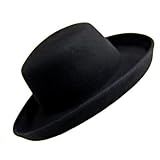 BLACK UPTURNED STRUCTURED WIDE BRIM LADIES HAT