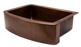 33 Copper Hammered Kitchen Rounded Apron Single Basin Sink