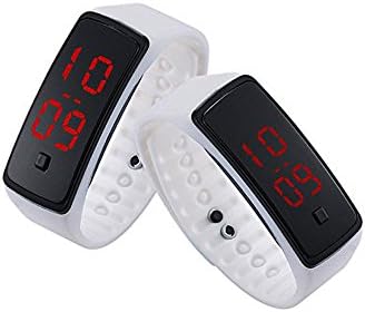 Ourdevice White Gel Rubber Bracelet Touch Screen LED Digital Display Unisex Sports Watch