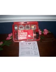 Single Detail Page Misc: 16 pc MIRRO COOKIE PRESS SET in Red Box - MIRRO