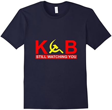 Men's KGB Still Watching You - Soviet Communism Russian Shirt Large Navy