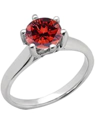 1.65 Ct Round Cognac Red SI1/SI2 Diamond 18K White Gold Ring