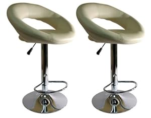 2 X CREAM BREAKFAST BAR STOOLS FAUX LEATHER BARSTOOLS KITCHEN ...