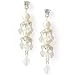 Cluster Drop Simulated Pearl Clear Crystal Silver Tone Earrings