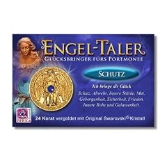 Engeltaler Schutz Mnze 24 Karat vergoldet - Talisman und Glcksbringer fr das Portmonee