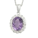 14K White Gold Amethyst & Diamond Necklace