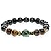 AmorWing Unique Gift Black Obsidian Tiger Eye Prayer Mala Bracelet