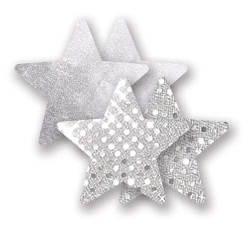 Nippies Silver Sequin Metallic Star Waterproof Self Adhesive Nipple Cover Pasties