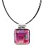 Necklace - XP-29 - Genuine Handmade Dichroic Glass Pendant - Square Shape - Hung on a 16" Stainless Steel Black Multi-Strand Cord + 2" Extension Chain ~ All Findings are made of .925 Sterling Silver
