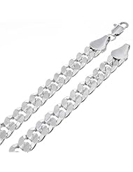 9MM Thick 14k Heavy White Gold Plated Concave Cuban Link Curb Chain Necklace - Lifetime Warranty