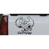 6in X 6.5in Black -- Muscular Bald Eagle Animals Car Window Wall Laptop Decal Sticker by Rad Dezigns