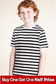 Cotton Blend Crew Neck Striped T Shirt