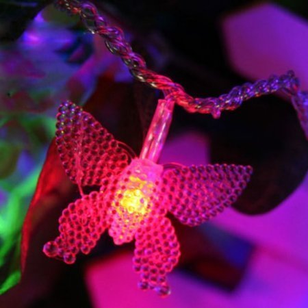 spécification KKGUD Guirlande Solaire Lumineuse 80pcs Papillons papillon10M LED Solaires Lumières de Corde Garland Lumières pour le Parti de Décoration de Mariage Jardin Maison Parti de Noël - Rouge