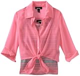 Amy Byer Girls 7-16 Tie Front Blouse With Knit Tank Top