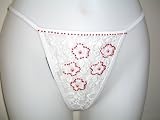 Sequinned G-String Thong White/Red Flower Sequins-MED