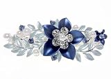 Blue Flower Catcher Crystal Hair Barrette