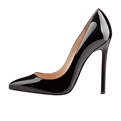 EKS Women's Sitrible High Thin Heel Patent Leather Pointed Toe Pumps