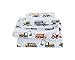 Elegant Homes Construction Site Equipment Trucks Tractors Cranes Excavators Design 3 Piece Printed Sheet Set with Pillowcases Flat Fitted Sheet for Boys/Kids # Construction Trucks (Twin Size)