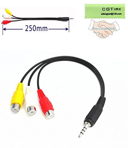 CGTime Black 3.5mm Plug Male to 3 RCA Female Adaptor Audio Video Cable