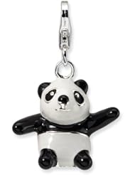 Sterling Silver 3 D Enameled Panda with Lobster Clasp Charm