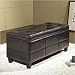 Abbyson Living Caymen Rectangular Storage Bench Ottoman in Espresso Brown