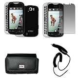 EMPIRE Black Leather Case Pouch with Belt Clip and Belt Loops + Black Rubbe ....