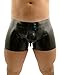 JustinLatex Black Latex Rubber Boxer Shorts Underwear with Crotch Zipper