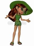 Wallmonkeys Peel and Stick Wall Decals - Cute Toon Girl - 18H x 14W Removable Graphic