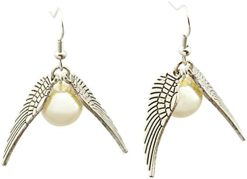 Harry Potter Golden Snitch Pendant Necklace Wings Chain Gift (18 Inches) (Earrings)