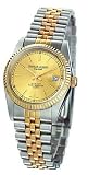 Charles Hubert Paris - Women's Premium Two-tone 14kt Gold-plated Traditional Watch w/Date and Champagne Color Dial