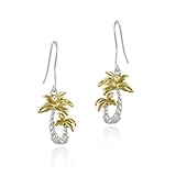 18K Gold over Sterling Silver and Sterling Silver Two-Tone Palm Trees Earrings