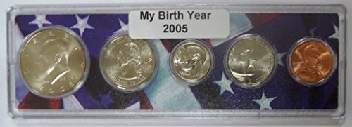 2005 - 5 Coin Birth Year Set in American Flag Holder Uncirculated