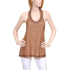Buy 70% Cotton 30% Silk Cappucino Halter Neck Party Top by Nvie Designs