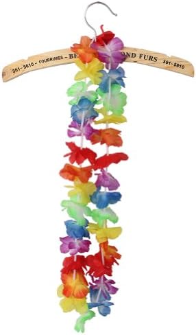 CPS Hawaiian Leis Flower Garlands Set Headband Wristband Halloween Christmas Decorative (One pcs Deep color)