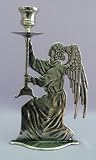 Angel Antiqued Silver Plated Brass Candle Holder