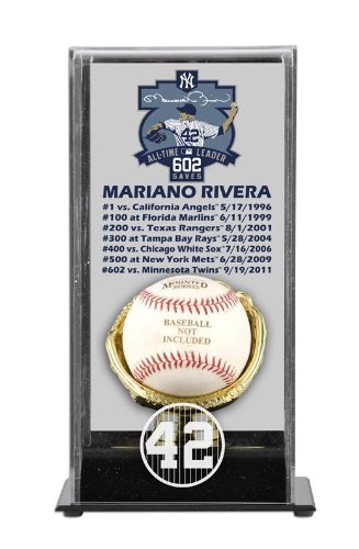 Mariano Rivera 602 All-time Saves Leader Gold Glove Logo Gold Glove Baseball Display Case - Mlb Gloves Picture