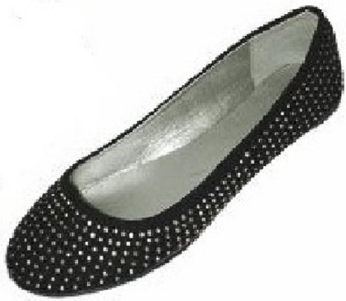Womens faux suede rhinestone ballerina ballet flats shoes (7/8, 4…