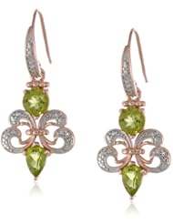 18k Yellow Gold Plated Sterling Silver Two-Tone Genuine Fleur De Lis Inspired Dangle Earrings