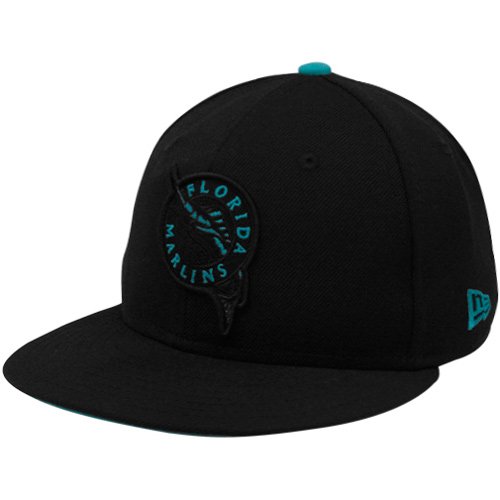 New Era Florida Marlins Black Cooperstown Tonal Pop 59FIFTY Fitted Hat (6 7/8)
