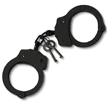 High Quality Made In Taiwan Black Finish Professional Double Locking Handcuffs