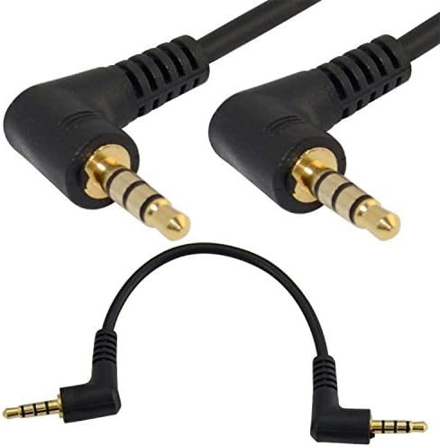 15cm DC 3.5mm TRRS 4 Pole 90?? Male to Angled 3ring Male Stereo AUX Audio Cable